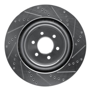 Dodge Viper Brake Rotor (1) - Rear Left - R1 Concepts - Drilled & Slotted - Silver - `03-`17